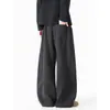 Calça Esportiva Masculina Deconstructed Cinza Escuro Peso Pesado Marca Moderna Ajuste Limpo Solta Caimento Casual Perna Larga
