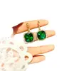Pendientes de Calcedonia Verde de Lujo Ligero y Alta Gama para Mujer Plata S925 Aguja Cuadrado Cristal Pendientes Elegantes Nicho Nuevo Estilo