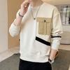 Moletom masculino outono e inverno camiseta manga longa masculina tendência solta forrado com fleece grosso outono casaco curinga fornecimento atacado