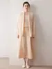 Nuevo Traje de Mujer de Cachemira Pura para Otoño e Invierno, Suéter de Manga Larga, Cárdigan, Falda de Tirantes con Cuello en U, Conjunto de Tres Piezas, Elegante