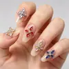 Accesorios de arte de uñas de moda: aleación vintage tachonada de diamantes, trébol de cuatro hojas en forma de estrella con diseño hueco, decoraciones de uñas vestibles para manualidades