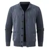 Comercio Exterior Transfronterizo Suéter Cardigan Casual para Hombre Chaqueta Chaqueta Forrada de Polar Otoño e Invierno Juventud y Edad Media Punto con Patrón de Diamantes Botones