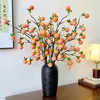 Ruyi de Caqui Fruta de Caqui Falsa Arranjo de Flores Artificiais Decoração de Mesa Entrada Ornamento de Arranjo Floral Transmissão ao Vivo Dropshipping