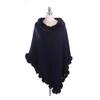 Otoño e Invierno Nuevo Cárdigan de Moda Transfronterizo Estilo Callejero Europeo y Americano Cuello de Piel Jersey Dobladillo Ancho Chal de Imitación Cachemira con Bola de Piel