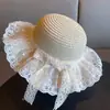 Sombrero de sol de estilo pastoral para niñas, sombrero de paja con temática de bosque para niños, sombrero de sol para protección solar en la playa para niñas, sombrero de sol con protección UV