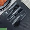 Conjunto de Talheres Descartáveis de Plástico para Comida Ocidental, Faca, Garfo e Colher Preto Transparente Conjunto de Três Peças para Uso no Atacado