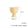 Taza de Té de Cerámica Amarilla Clara Suave de Pie, Taza de Té para el Hogar, Juego de Té Kung Fu, Taza Individual con Borde en Forma de Flor, Taza Maestra Rosa de las Dinastías Tang y Song