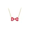 Collar Estilo Wang Xingyue Colgante Mini Lazo Rojo Sentido de Diseño Nicho Cadena Dorada Elegante para Clavícula para Hombres y Mujeres