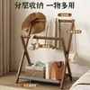 Cabide de roupas dobrável, de chão, organizador de armazenamento de cabeceira para roupas, simples rack de armazenamento doméstico para quarto para roupas e chapéus
