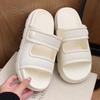 Sandalias de Playa Estilo Ins para Mujer, Vacaciones de Verano en la Costa, Chanclas Planas Casuales de Doble Tira para Exteriores con Suela Gruesa que Aumenta la Altura