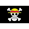 Suministro transfronterizo en stock de fábrica Calavera de Luffy 90 * 150cm Bandera de la Calavera de Luffy