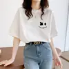 Nova coleção de verão: Camiseta feminina de algodão puro de manga curta, estilo coreano, corte solto, top versátil, gola redonda, perfeita para usar em camadas, moderna e estilosa