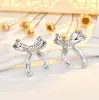 Nuevos y elegantes pendientes de lazo de alta gama estilo coreano con pasadores de plata de ley 925, pendientes versátiles y exquisitos estilo ins