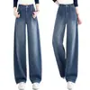 Pantalones de mezclilla con dobladillo curvo, estilo nuevo otoño 2026, pantalones casuales elegantes y que reducen la edad, versátiles, simples, suaves, de color liso, largos