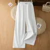 Calça pantalona feminina verão fina estilo 2026 novo estilo drapeada perna reta longa casual cintura alta modeladora versátil confortável