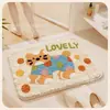 Tapete de Chão Absorvente de Água Desenho Animado Kai Love Banheiro Antiderrapante, Resistente à Sujeira e ao Desgaste Tapete de Chão de Inverno Espessado Tapete de Imitação de Caxemira