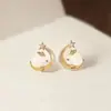 Aretes de botón de conejo de jade Hetian de imitación para mujer, aguja de plata 925, diseño de nicho, nuevos y modernos 2023, aretes de conejo de jade lunar para mujer