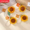 Día del Maestro Llavero de Girasol de Hilo Hecho a Mano Caja de Regalo Colgante de Girasol Tejido a Crochet Regalo para Maestros