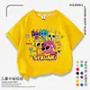 Nova camiseta de algodão com caixa de ritmos para crianças, top moderno de verão com caixa de música sprunki de manga curta para bebês e crianças pequenas