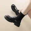 ¡Devuelve el nuevo estilo! Botas calcetín elásticas de punto de suela gruesa estilo británico estilo extranjero para mujer botines retro de punta redonda botines Martin moda
