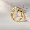 Anillo Irregular Rayado de Estrella Grande en Órbita Interestelar con Circonita Incrustada para Mujer Ajustable