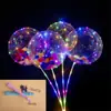 Bolas Bobo Transparentes de 20 polegadas Atacado Suprimentos para Barraca de Mercado Noturno de Halloween Brinquedos Balões Infláveis para Crianças com Alça Iluminada