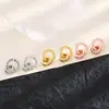 Aretes de Circonita con Números Romanos de Doble Aro para Mujer, Estilo Celebridad de Internet, Aretes Entrelazados con Colgantes Circulares Incrustados de Diamantes