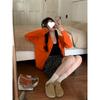 Cardigan de Tricô Feminino Petite com Botão em Formato de Coração, Novo Estilo Outono, Casaco Suéter Estilo Preguiçoso, Fábrica de Comércio Exterior Transfronteiriço