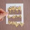 3-9 Pares de Conjuntos de Brincos Geométricos Dourados Europeus e Americanos, Venda Quente Transfronteiriça, Brincos Torcidos Gota d'Água, Versátil Elegante