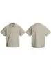 Camisa Xadrez Bege Estilo Retrô Americano 11Kn para Homens e Mulheres, Manga Curta Casual Solta Oversize com Cinto de Verão
