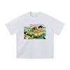 Camiseta Holgada Estilo Americano Retro Anime Vintage Desgastada Cómic Japonés Marca de Moda Camiseta Básica de Algodón Puro Unisex