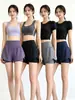 Pantalones cortos deportivos para mujer de comercio exterior transfronterizo, falso dos piezas, anti-exposición, para fitness, running al aire libre, de cintura alta, adelgazantes, pantalones cortos casuales