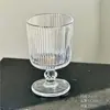 Elegante Vaso de Vidrio Estilo Ins con Rayas Verticales, Alto Valor Estético, Adecuado para Helado, Yogur, Postres, Bebidas, Jugo y Agua