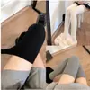 Meias JK de Algodão com Listras Verticais Outono/Inverno para Mulheres, Meias Longas Grossas Versáteis Simples Afinando, Meias Largas Estilo Japonês