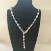 Colar longo de pérolas de alta qualidade, temperamento feminino, versátil, com diamantes em formato de folhas, corrente para suéter, novos acessórios de outono e inverno, atacado