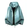 Cortavientos con capucha moderno estilo americano, unisex, chaqueta casual resistente al viento e impermeable para exteriores, ropa deportiva, estilo de frente abierto