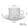 Juego de taza y platillo a rayas, taza de té floral, juego de tazas de té negro y café, taza de vidrio transparente para té de la tarde, taza de café para el hogar y comercial