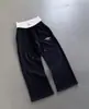 Calça Comprida Unissex Outono e Inverno Novo Estilo Transfronteiriço Cintura Elástica Cordão Bordado de Letras Y2K Corte Reto Solto Cintura Dupla Venda por Atacado