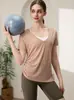 Nuevo Top Deportivo de Copos de Nieve Tencel para Mujer Ropa de Yoga Camiseta de Manga Corta Fruncida Cubre Ropa de Verano para Correr Entrenamiento Fitness