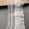 Punhos de Saia Elásticos com Renda Dupla de Chiffon Plissado Renda Elástica Preto e Branco Acessórios de Roupa Lolita