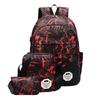 Wanda Tiro Real Transfronteiriço Nova Viagem Mochila de Montanhismo Conjunto de Três Peças Bolsa de Ombro Estilo Casal USB Mochila Estudante 1802 #