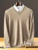 ¡Comercio Exterior! Suéter de Cachemir Peinado de Manga Larga con Cuello en V para Hombre, Capa Base Suministrada por el Cliente, Suéter de Lana, Tejido de Punto, Invierno