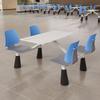 Conjunto de Mesa e Cadeiras para Cantina Escolar, Refeitório de Funcionários, Restaurante de Área de Serviço de Fast Food, Mesa de Jantar Integrada para Quatro Pessoas