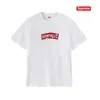 Camiseta de Algodón Pesado Moda Americana Transfronteriza Estampado de Letras Supreme Cuello Redondo Manga Corta Unisex Holgada Casual para Hombres y Mujeres