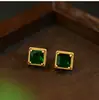 Aguja de Plata 925 Francesa Lujo Ligero Gama Alta Esmeralda Arete para Oreja Pendientes de Verano para Mujer Moda Diseño de Nicho Pendiente Colgante