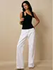 Nova camisola sexy preta estilo americano ombro a ombro para mulheres com decoração de corrente, top justo e que valoriza a silhueta para comércio transfronteiriço