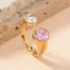 Europa y Estados Unidos joyería de acero inoxidable transfronteriza anillo de apertura redonda con circón diseño de nicho estilo ins anillo de acero de titanio venta al por mayor