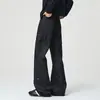 Jeans de pierna acampanada con parche en la rodilla para hombre, estilo callejero, corte limpio, color liso personalizado, pantalones largos sueltos casuales