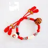 Pulseira Pêssego Azul Infantil Pulseira Tecida à Mão com Corda Vermelha para Bebê Pulseira de Corda Vermelha com Pedra de Pêssego Pulseira de Contas de Cinábrio