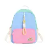 Mochila Infantil Color-Blocking Cor Macaron, Tecido de Nylon Leve Lavável para Jardim de Infância, Mochila de Viagem Fofa para Meninas